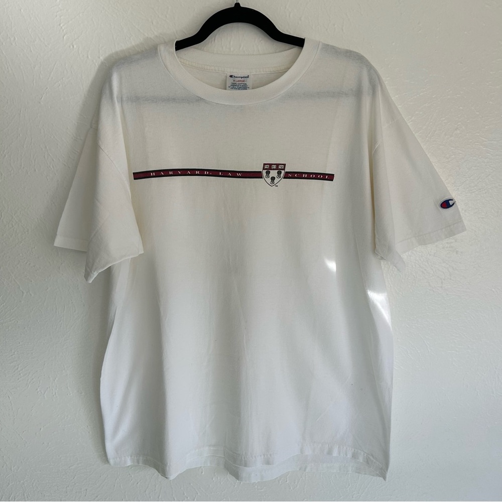 Vintage Champion Harvard Law School White Cotton T-Shirt Retro Academia xL